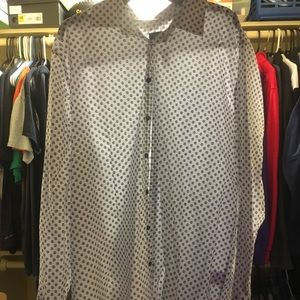 White button up with black roses.